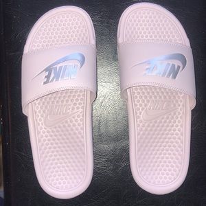blush nike slides